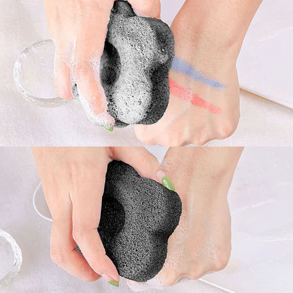 Black Blooming Natural Konjac Sponge in packaging