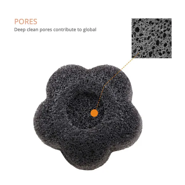 Detailed view of Black Blooming Natural Konjac Sponge